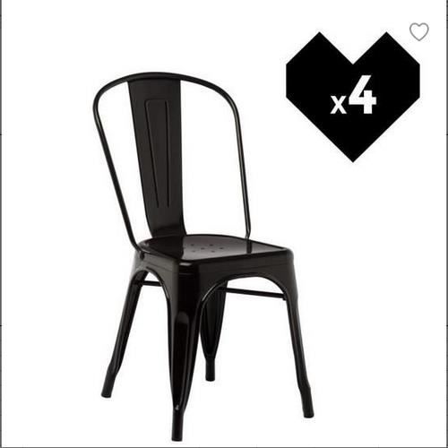 Chaise OHMG lot de 4 avec dossier amovible noir - Cuisine - Fonte - Métal - 85*45*45cm