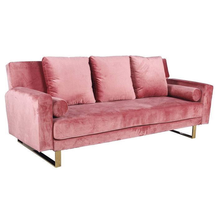 canape convertible velours albine 210cm rose paris prix cdiscount maison