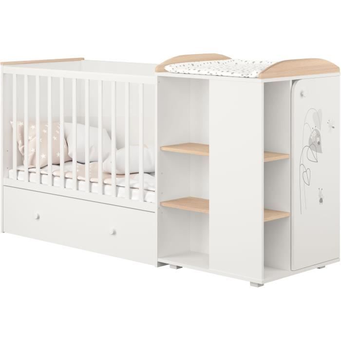 Lit combiné BABY PRICE UP 120x60 cm - Evolutif en 90x190 - Avec porte -  Décor chêne doré - Cdiscount Puériculture & Eveil bébé