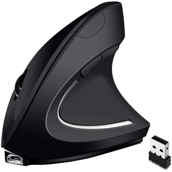 Souris Verticale Sans Fil Ergonomique - Rechargeable 2.4G - 5 Boutons, DPI Réglable - Neuf