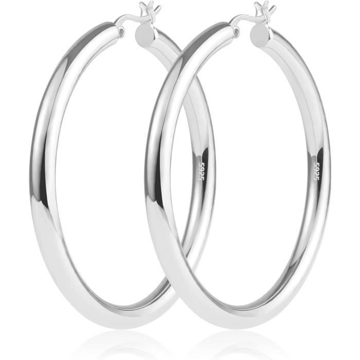 Boucles D'oreilles Créoles Pour Femmes - En Cuivre Sterling Hypoallergénique, Légères (20g) - Cadeau