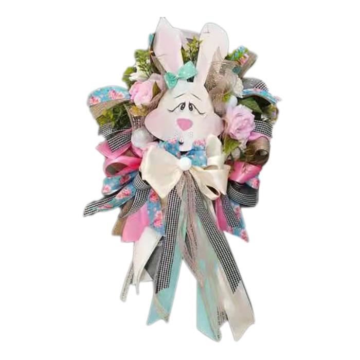 Décoration - Joyeuses Pâques en bois et lapin en jute