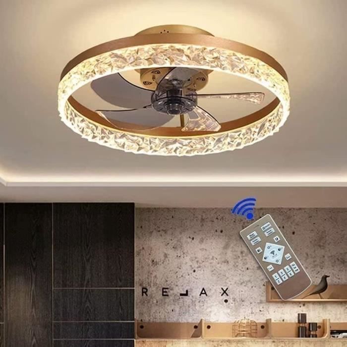 Ventilateur Plafond Avec Lumière LED - Télécommande - Moteur Silencieux DC - 6 Vitesses - Dimmable - Design Bois - Pour Salon/chambre