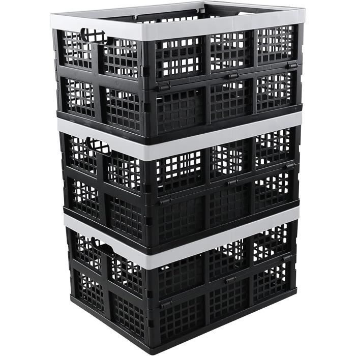 6 Cagettes Plastique Pliables - 25x16x10 Cm, Empilables, Avec Poignées, Pour Rangement Maison/Bureau