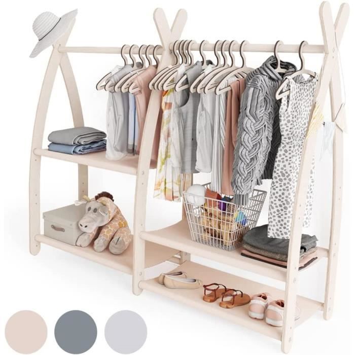 MAMOI Portant Vetement Enfant 95x106x32cm 53x95x32cm Portant a Vetement Bois Penderie Vetement Enfant Bebe Meubles Enfants104 Cdiscount Maison