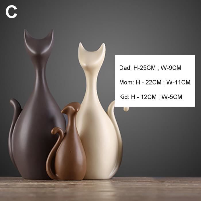 3pcs Sculpture De Chat Statuette Moderne Objet De Decoration Cdiscount Maison