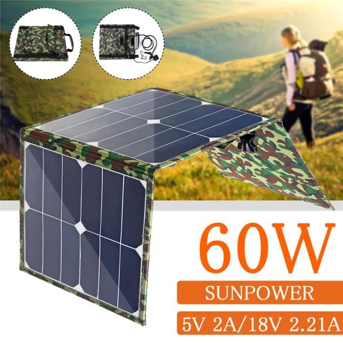 Contr/ôleur Solaire Pliable Double USB R/égulateur De Panneau Solaire Portable Utilis/é pour Charger La Batterie De Voiture Contr/ôleur De Camping 18//12 // 5V chora Panneau Solaire 60W