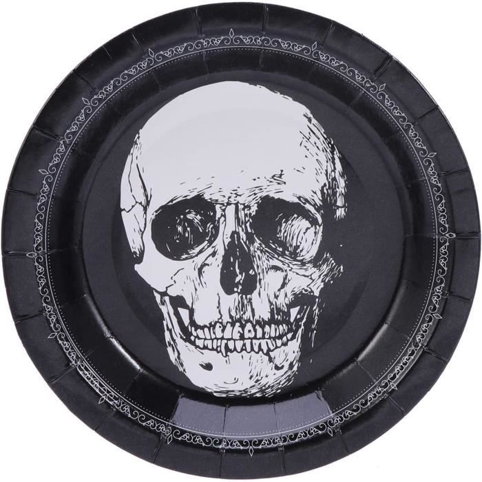 20 Assiettes En Papier Crâne Pour Halloween - Lot Jetable, Design Festif Et Pratique