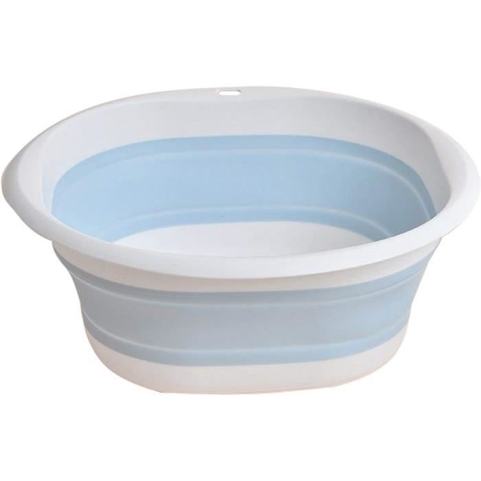 Bassine Pliable En Plastique - 26x17 Cm, Bleue, Pour Pieds, Lavage, Voyage, Camping - 9