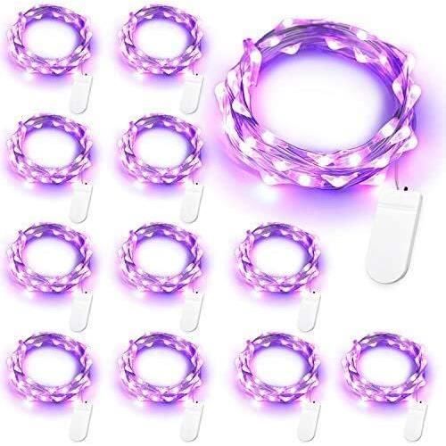 Lot de 12 guirlandes lumineuses à piles - 20 LED - Fil argenté Lot de 12 guirlandes lumineuses à piles - 20 LED - Fil argenté