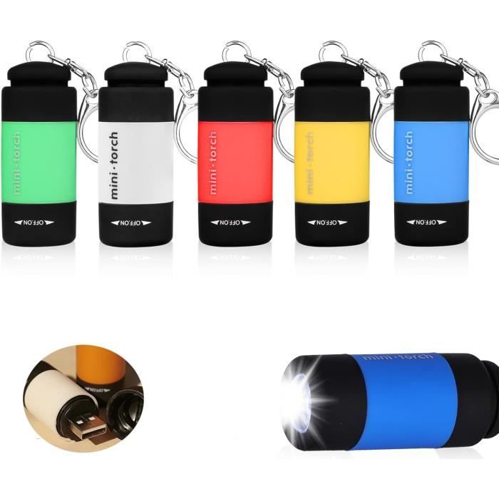 Lot De 4 Mini Lampes De Poche LED Rechargeables USB - Porte-clés, Légères, Pour Urgence Et Extérieur