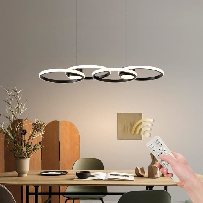 WERSVG 100cm Dimmable LED Suspensions Lampe De Table à Manger Moderne 88W Lustre Ovale Avec Télécommande Hauteur Réglable Suspension Lampe Pour Bureau Salle à Manger Étude Salon Cuisine Lumière (Or