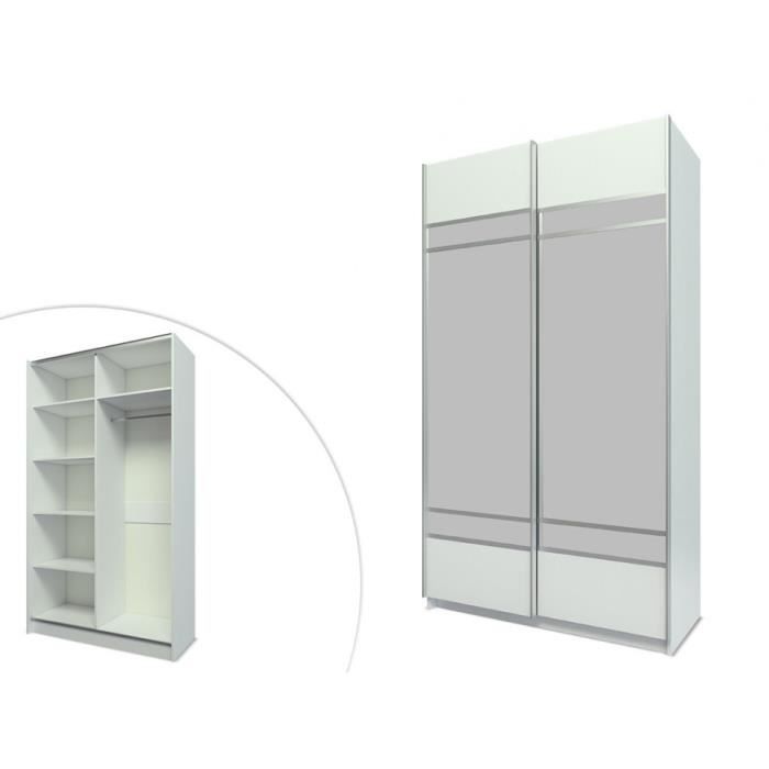 Armoire Avec Miroir Varya 2 Portes Coulissantes L 120 Cm
