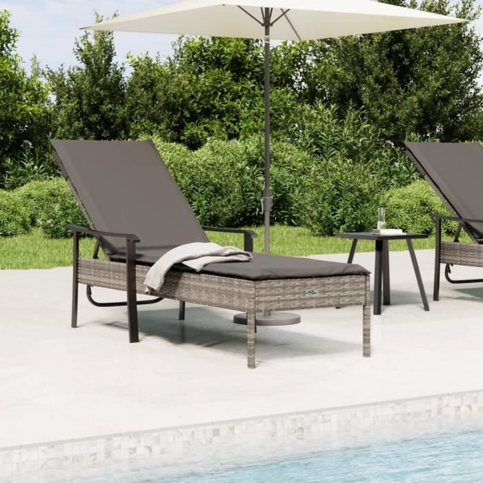 VIDAXL Chaise Longue avec Coussin - vue 5
