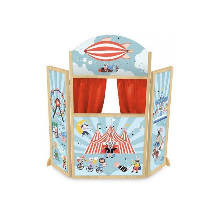 Joli Theatre de en bois enfant Cirque 68x7x115cm Castelet