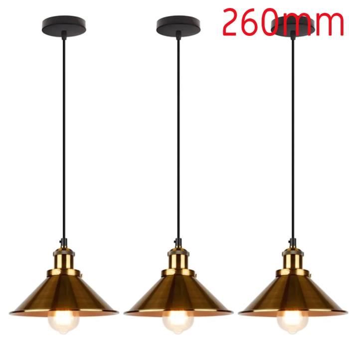 UNI Suspension Luminaire Industrielle Vintage Lustre Lampe Suspendue Doré 3 Pack