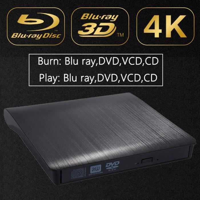 Lecteurs Blu-ray GENERIQUE Lecteur optique externe noir cd usb 3