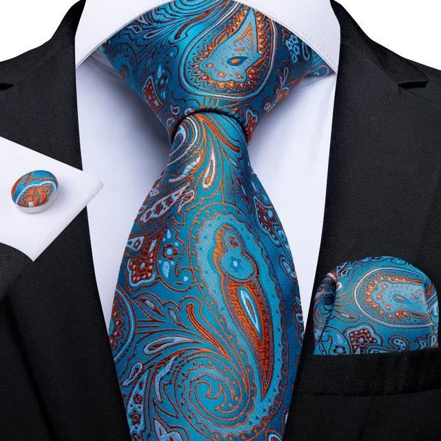 Accessoire Costume Formel CANGRON Ensemble Cravate Classique Homme - Avec Pochette Et Boutons De Manchette - Coffret Cadeau Boutons Manchette