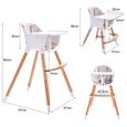 totu - Chaise de repas pour bébé en bois Hêtre 2-en-1 réglable en hauteur 60 et 83cm-1