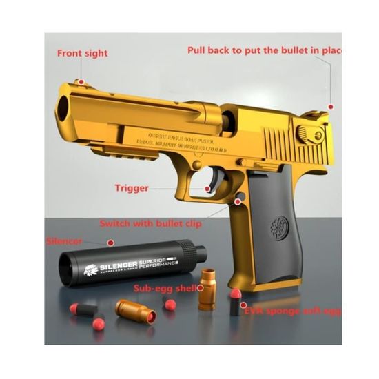 Pistolet jouet avec balles souples, pistolet jouet avec chargeur éjectable  et balles - Pistolet jouet taille 1