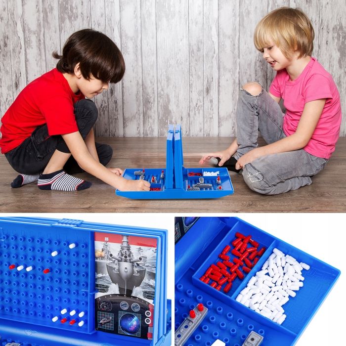 de société de Bataille navale,Jeux de société de stratégie pour | de stratégie pour Les de 7 Ans et Plus, pour 2 Joueurs, Rangement Facile et Ensemble de Table adapté aux Voyages