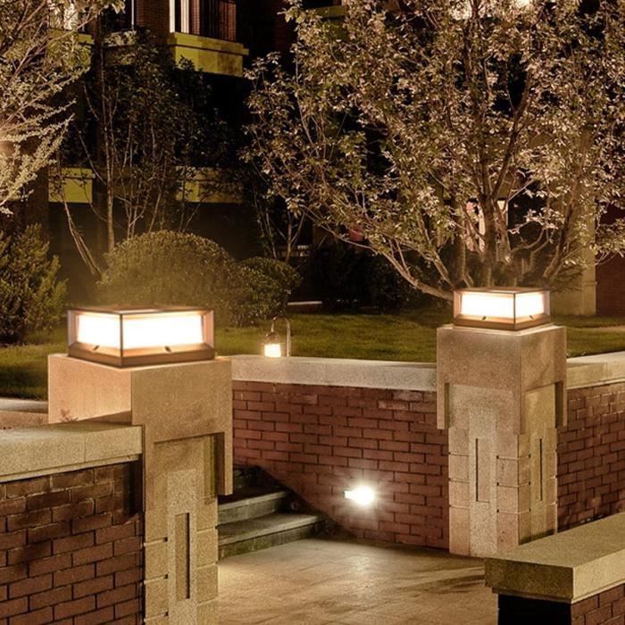 Lampe de poteau carrée japonaise luminaire de pilier de jardin
