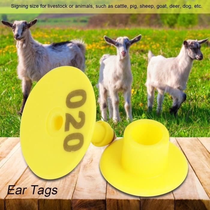 Lot De 100 Étiquettes D'Oreilles Numérotées TPU Pour Animaux De Ferme - Mouton, Chèvre, Cochon, Bœuf (#1 à #100)