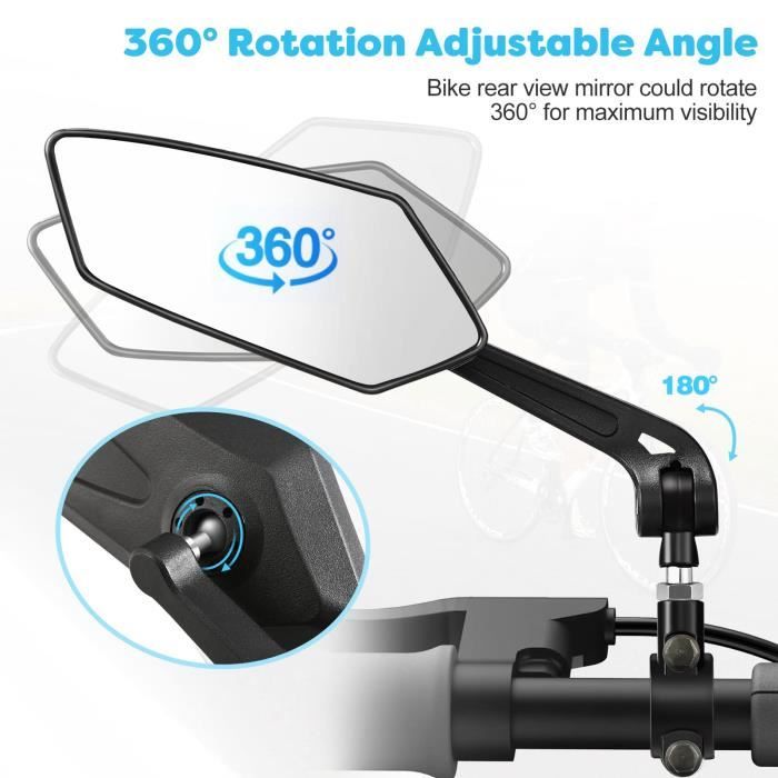 flintronic Rétroviseurs Vélo, 2 Rétroviseurs de Vélo Grand Angle Rotatifs à 360° Réglables
