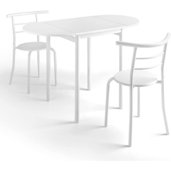 3pcs table pliante chaises étagère rangement ensemble table salle à  manger-MEN - Cdiscount Maison