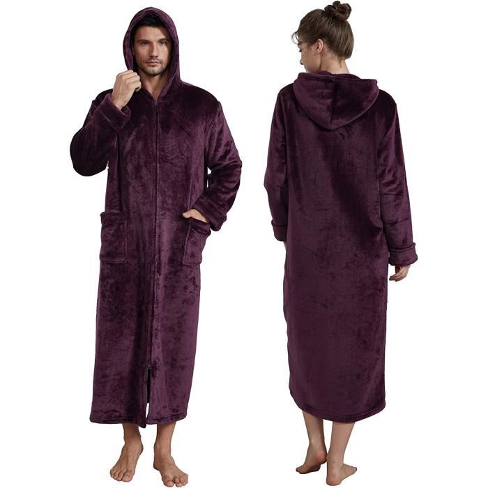 AJW XXL Unisexe Robe de Chambre Polaire Fermeture Eclair pour Femme Homme Longue Peignoir Zippee Bidirectionnelle en Peluche a 1375 Cdiscount Maison