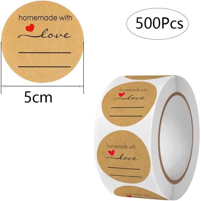 2 Rouleaux D'autocollants Handmade – 1000 Pièces Pour Emballage Cadeau, étiquettes Uxcell