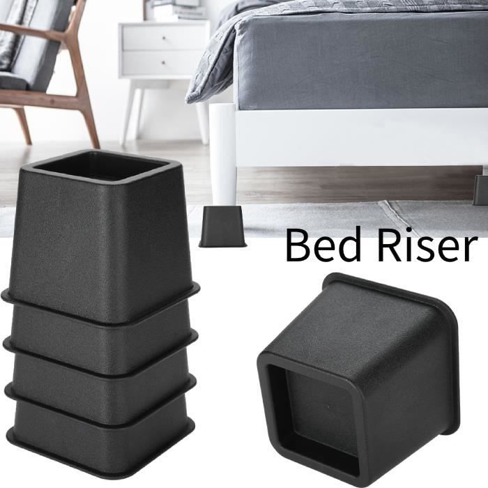 4x rehausseurs de lit en caoutchouc pour chaise avec rehausseur antidérapant  empilable pour protéger les sols et les surfaces Beige 6cm