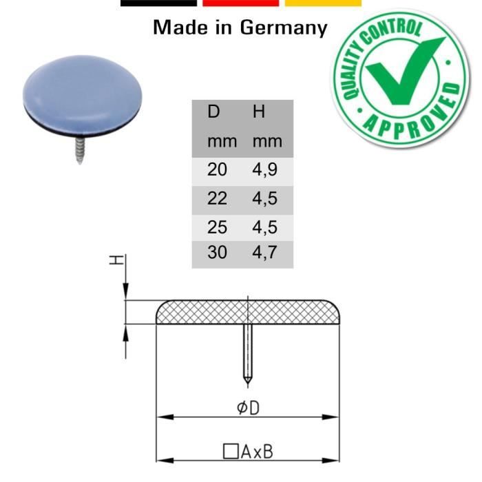 8x Patins Pour Meubles Téflon Auto-adhésifs - 40 Mm (rond) - Chaise De Planeur Professionnels