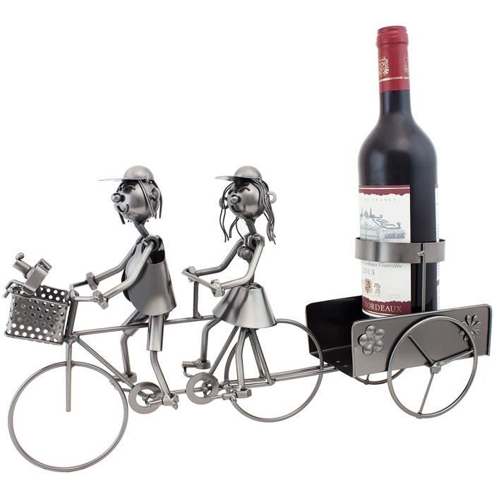 BRUBAKER Porte-bouteille de vin - Couple à vélo / en tandem - Sculpture en  Métal - Idée cadeau - Carte de vœux incluse - La cave Cdiscount