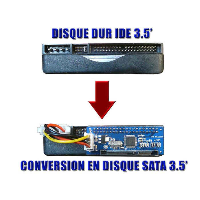 KALEA-INFORMATIQUE Convertisseur IDE vers SATA (1, 2 ou 3) Pour disque ...