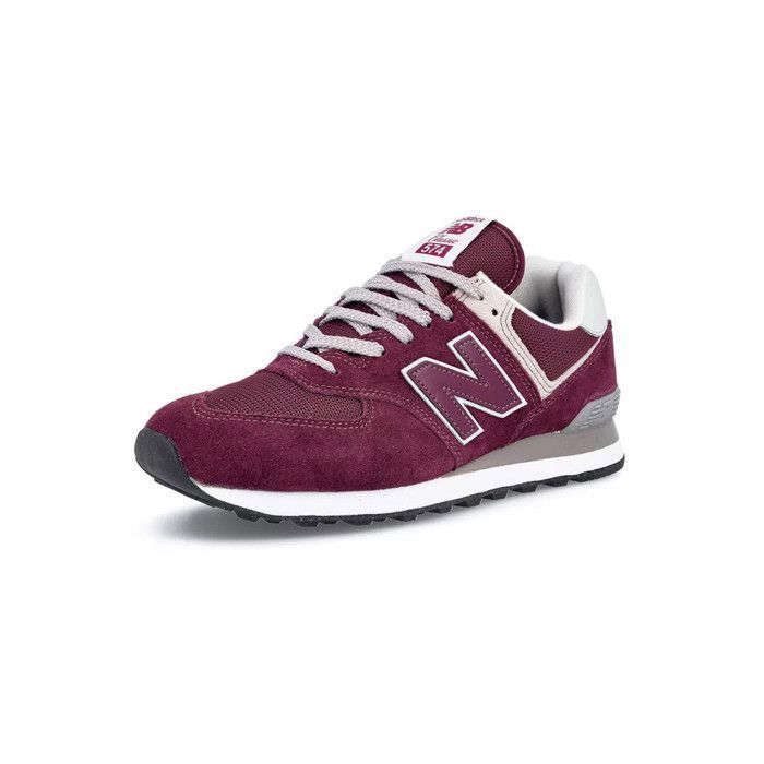 Basket New Balance 574 Rouge Cuir Lacets Adulte Mixte