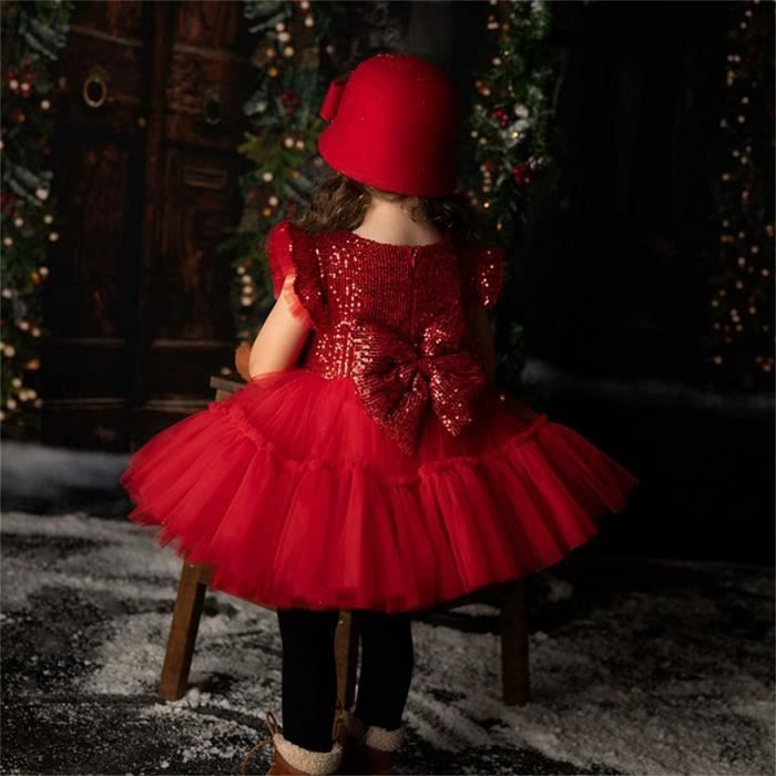 Robe de Princesse Robe de Bapteme Bebe Fille Robe 2 Pieces Bandeau 1 6 Ans Rouge Rouge Cdiscount Pret a Porter