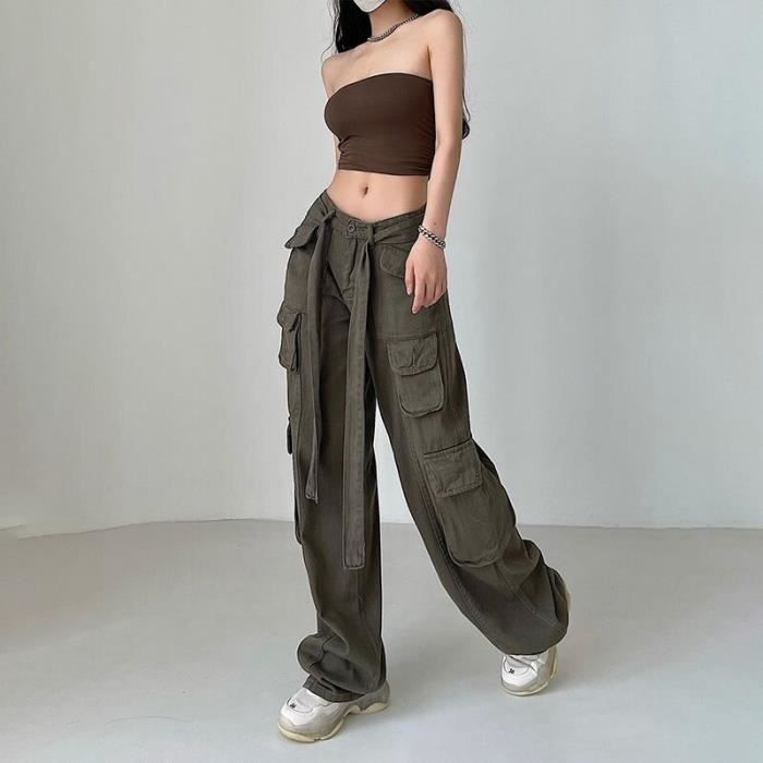 Pantalon cargo hot sale taille haute femme
