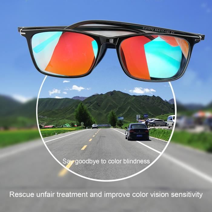 Sonew Lunettes daltoniennes Lunettes de correction pour daltoniens Noir Full Frame Arc Anti Skid Leg for Driving Printing Dyeing Art