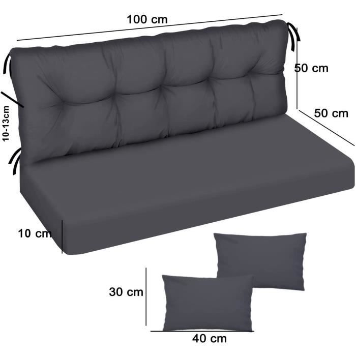 Coussin Pour Banc De Jardin 100x50cm - Housse Crème Lavable - Avec Passants Et Zip - Confort Assise Extérieur