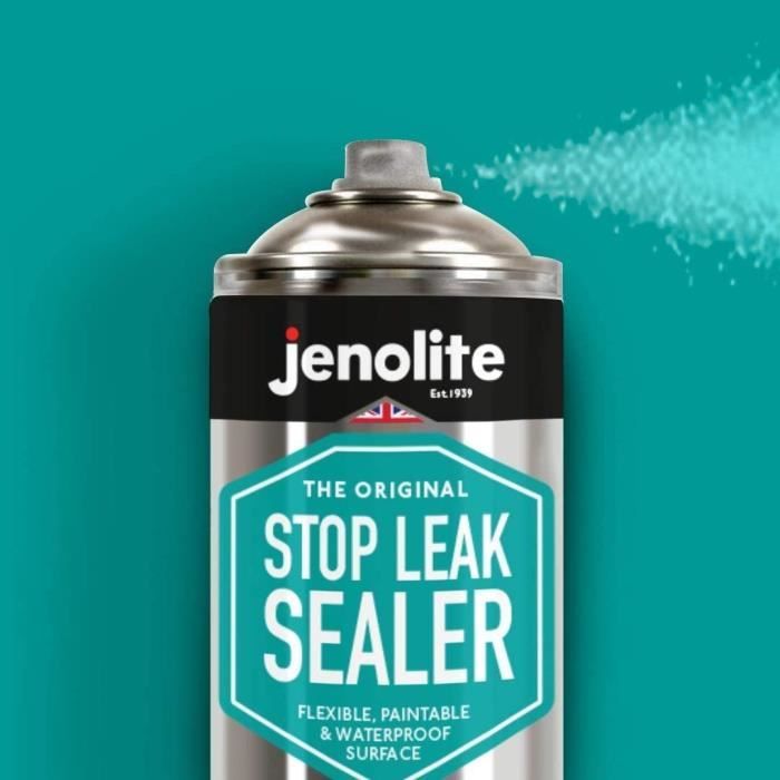 JENOLITE Spray Scellant Stop Fuites, NOIR, Étanchéité imperméable, Remplit, scelle et arrête les fuites, Gouttières, toits plats, descentes,  fenêtres