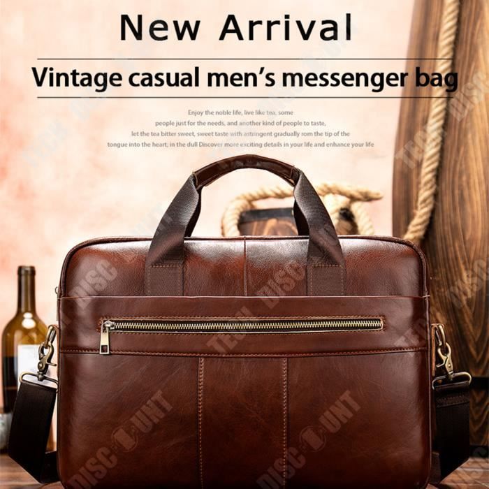 TD Porte documents en cuir pour hommes sac pour ordinateur portable grande capacite retro Business Messenger Bag Cdiscount Bagagerie Maroquinerie
