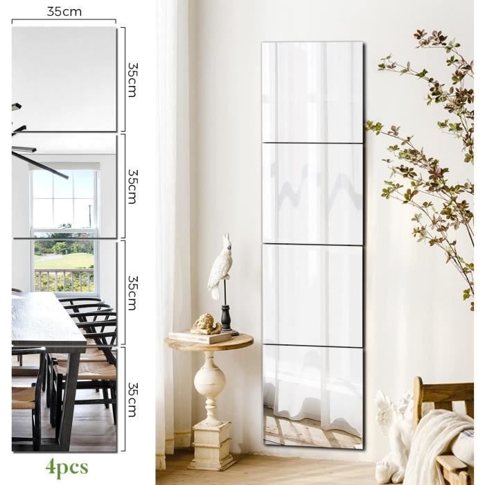 DRERIO Miroir Mural Adhésif 40x30 Cm - Lot De 1 Ou 4, Acrylique Moderne Sans Percer Pour Salon, Salle De Bain Et Chambre