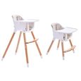 totu - Chaise de repas pour bébé en bois Hêtre 2-en-1 réglable en hauteur 60 et 83cm-2