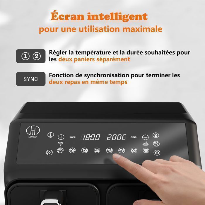 HAIMEEC Air Fryer 6L, Friteuse Sans Huile 8-en-1 Avec Fenêtre De Visualisation, 1350W Avec Ecran Tactile Digital Regl Qoljsf5xcgpp