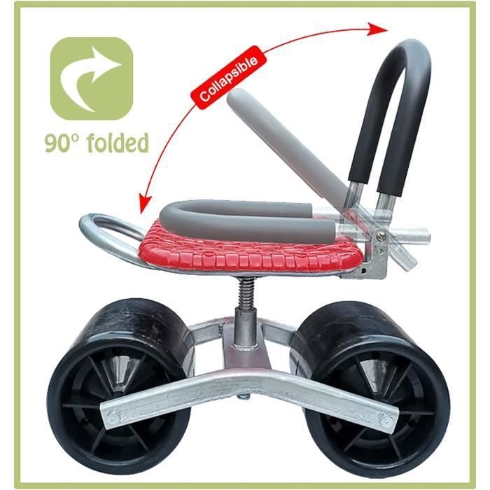 YAOYAOO Siège de Jardinage sur roulettes, Mobile Jardinage Tabourets Lumière Siège de Jardin pour Réduire la Fatigue au Travail, Hauteur Réglable Siège Respirant, Charge : 200kg