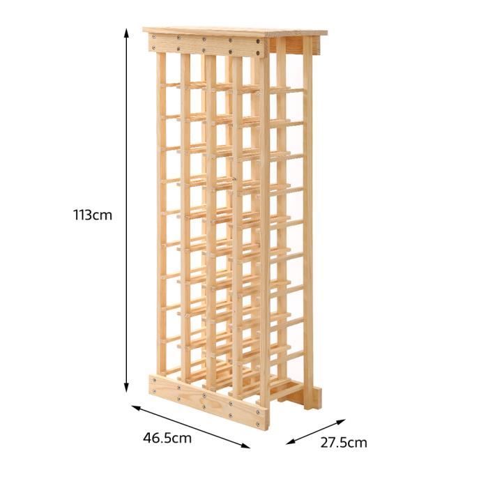 Etagère à Vin Todeco Modulable - 30 Bouteilles, Bois Naturel, 61.2x42x22.8 Cm