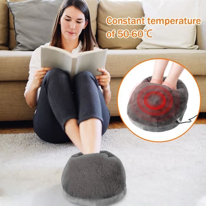 Chauffe-pieds électrique amovible en peluche 50-60 ℃ pour les deux
