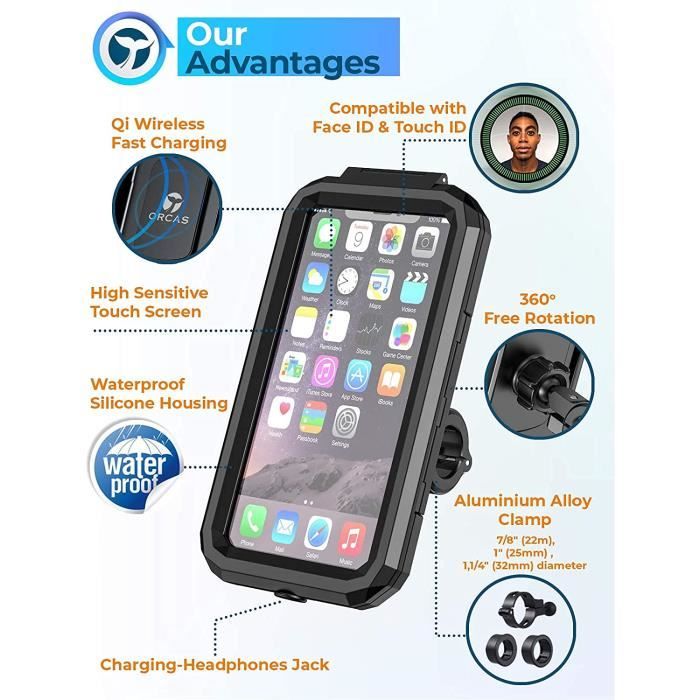 Support Téléphone Moto Fixation Fourche Réglable - Anti-vibration Et Anti-vol