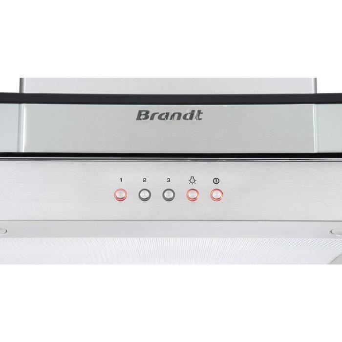 Brandt BHB6901X - Hotte - hotte décorative - largeur : 90 cm - profondeur :  50 cm - evacuation & recyclage - acier inoxydable - Achat & prix